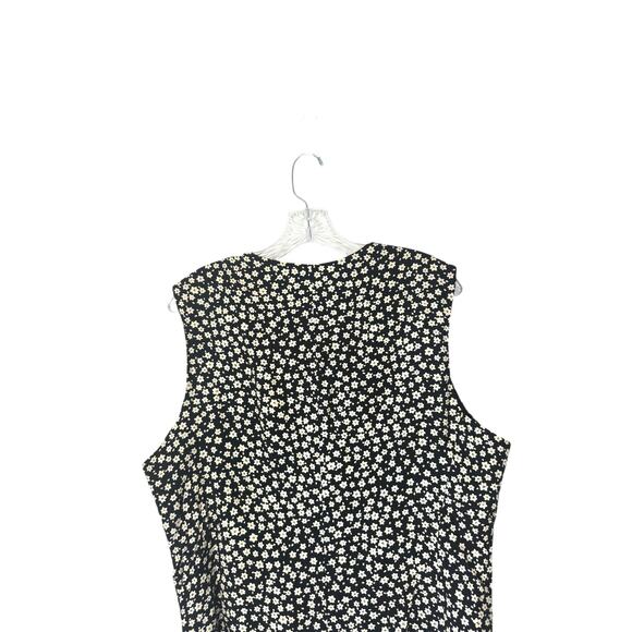 Vintage Talbots Black Tan Floral Print Button Front V-Neck Vest Size 14 - Picture 6 of 10